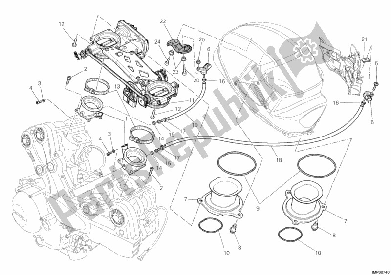 All parts for the Throttle Body of the Ducati Multistrada 1200 S Sport 2012